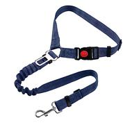 Dog Car Seat Belt, Restraint Adjustable with Elastic Bungee Buffer Headrest for Vehicle, 360° Swivel Carabiner Nylon Pet Safety Seat Belts Heavy Duty Car Harness for Dogs (Blue, Safety buckle)