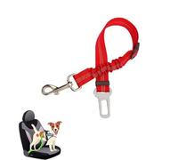 Dog Car Seat Belt with Reflective Strap,Elastic Shock-Absorbing Pet Safety Lead for Road Trips & Night Drives_Red