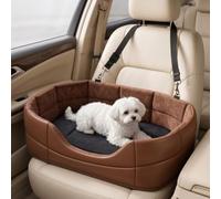 Dog Car Seat for Ford F-150 2015-2020 | Bed with Detachable Double-Sided Mat, Adjustable Tether, Waterproof & Breathable Faux Leather, 2 Colors 4 Sizes