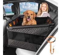 Dog Car Seat for Large Medium Dogs, Hard Bottom Back Seat Extender for Dogs with Soft Removable Blanket, Non-Slip Dog Car Hammock Turn into Soft Pet Travel Bed,Half Pet Seat for Car SUV Truck(Black)