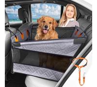Dog Car Seat for Large Medium Dogs, Hard Bottom Back Seat Extender for Dogs with Soft Removable Blanket, Non-Slip Dog Car Hammock Turn into Soft Pet Travel Bed,Pet Seat for Car SUV Truck(Grey)