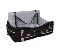 Dog Car Seat for Medium/Large Dogs up to 55lbs, 4-Pocket Storage Memory Foam Dog Booster Seat, Detachable Washable Pet Car Seat with Safety Belt, Outdoor & Indoor Use (Blue/Grey)