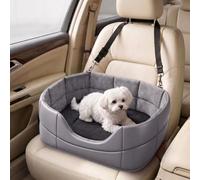 Dog Car Seat for Mitsubishi Outlander 2014-2021 | Bed with Detachable Double-Sided Mat, Adjustable Tether, Waterproof & Breathable Faux Leather, 2 Colors 4 Sizes
