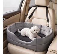 Dog Car Seat for Mitsubishi Outlander 2014-2021 | Bed with Detachable Double-Sided Mat, Adjustable Tether, Waterproof & Breathable Faux Leather, 2 Colors 4 Sizes