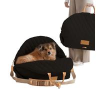 Kinkko 3-in-1 Dog Carriers for Small Dogs 0-18lbs Puppy Car Seat and Pet Bed with Dog Pillow Bed, Storage Pocket, Clip-On Safety Leash, Waterproof Car Seat for Dogs, Black