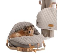 Kinkko Dog Travel Bag 3-in-1 Pet Carrier and Puppy Car Seat with Small Cat Pillow, Storage Pocket, Clip-On Safety Leash, Waterproof Small Dog Carrier, Grey