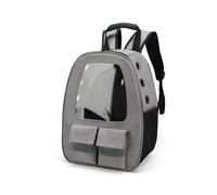 Dog Car Seat For Small Dogs Cats 3D Transparent Window Backpack Pets Bags Space Capsule Breathable Portables Travel(Grey)