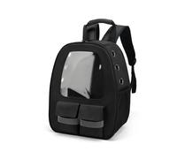 Dog Car Seat For Small Dogs Cats 3D Transparent Window Backpack Pets Bags Space Capsule Breathable Portables Travel(Black)