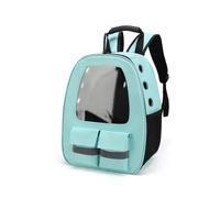 Dog Car Seat For Small Dogs Cats 3D Transparent Window Backpack Pets Bags Space Capsule Breathable Portables Travel(Green)