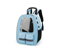 Dog Car Seat For Small Dogs Cats 3D Transparent Window Backpack Pets Bags Space Capsule Breathable Portables Travel(Blue)
