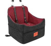 Dog Car Seat for Small/Medium Dogs, Dog Booster Seats with Thick Cushion for Dogs Under 35lbs, Detachable Washable Pet Car Seat with Storage Pockets, 2 Safety Belts (Black/Red)