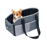 Dog Car Seat - Linen + Oxford Fabric 46 x 25 x 23 cm | Console Seat | Centre Console Dog Booster for Small and Medium Dogs, Travel Safety, Car Protection, Comfortable Pet Drive, Vehicle