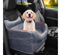 Dog Car Seat - Memory Foam Dog Booster Seat for Small Dogs Up to 25lbs-Elevated Pet Car Seat with Storage Pockets and Dog Seat Belt-Soft Pet Travel Bed for Front & Back Seats-Removable Washable-Grey