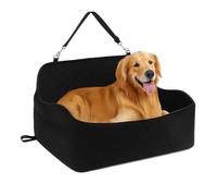 Dog Car Seat Up to 55lbs with A Storage Pocket for 2 Small Dogs Fully Detachable and Washable Pet Car Seat Soft Fabic (Black, 55 lbs)