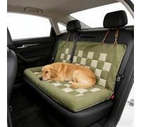 Dog Car Seat, Waterproof Backseat Mat for Travel,Foldable Pet Cushion with Non-Slip Base, Scratch Resistant, Easy Install Straps for Trailer Camper (Green)
