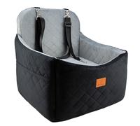 Dog Car Seats for Small Dogs, FurFrolic Memory Foam Dog Booster Seat for Small/Medium Dogs up to 35 lbs, Travel Pet Car Seat with Washable Detachable Cover, Storage Pockets, 2 Safety Belts (Gray)