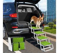 Dog Car Steps for Large Dogs Folding, Portable Aluminum Folding Pet Ramp for Dogs with Non-Slip Surface, Dog Ramps for Cars, SUV & Trucks, Supports up to 100KG