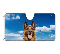 Dog Car Windshield Sunshade Black and Brown German Shepherd Dog Decor Vehicle Front Windshield Sunshade UV Ray Reflector Sun Protector Sun Shade Visor, Keep Vehicle Cool, 55" x 30"