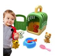 Dog Care Playset - 8pcs Pretend Pet Grooming Cage Toy Set, Educational Role Play Puppy Carrier Kit | Interactive vet clinic learning toy for kids ages 3+, PP dog care accessories set for boys