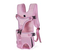 Dog Carrier Backpack Adjustable Pet Carriers Front Facing Motorcycle Puppy Travel Bag Cycling(Pink,L)