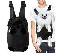 Dog Carrier Bag Dog Sling Breathable All-Round Bag Made of Canvas with Holes for Precise Attachment of Limbs Suitable for Small Pets Weighing 2.5 - 3.5 kg, Black