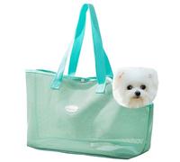 Dog Carrier Hnadbag for Small Dogs Cat, Summer Breathable Mesh Beach Bag Dog Pets Carrier Soft Sided Collapsible Outdoor Travel Puppy Carrier (Green, L)