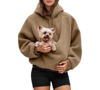 Dog Carrier Hoodie for Small Dogs and Cats, With Pocket Front Carry Pouch, Warm Soft Pet Hoodie Carrier (Khaki,XXL)
