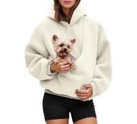 Dog Carrier Hoodie for Small Dogs and Cats, With Pocket Front Carry Pouch, Warm Soft Pet Hoodie Carrier (White,XL)