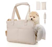 Dog Carrier, Pet Carrier, Soft Soft Sided Folding Cats Carrier for Small Medium Cats Puppies up to 15 Lbs, Washable Breathable Puppy Carrie Carrier for Outdoor Travel(Large Beige)
