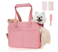 Dog Carrier, Pet Carrier, Soft Soft Sided Folding Cats Carrier for Small Medium Cats Puppies up to 15 Lbs, Washable Breathable Puppy Carrie Carrier for Outdoor Travel(Large Pink)
