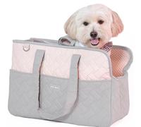Dog Carrier Purse - Collapsible Pet Travel Bag for Small Dogs,Cats & Puppies - Soft-Sided Cat Carrier Pet Tote with Comfortable Shoulder Straps & Multiple Storage Pockets-All Season Style(Gray&Pink)