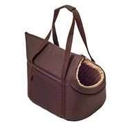 Dog Carrier Purse for Small and Medium Dogs & Cats, Portable Pet Travel Bag, Soft Shoulder Carrier for Puppies, Brown/Beige (Minky), Size L, 42 x 29 x 33 cm