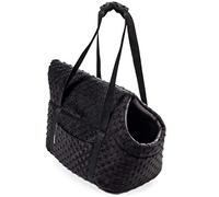 Dog Carrier Purse for Small and Medium Dogs & Cats, Portable Pet Travel Bag, Soft Shoulder Carrier for Puppies, Black (Minky), Size M, 38 x 28 x 28 cm