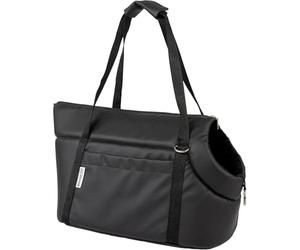 Dog Carrier Purse for Small and Medium Dogs & Cats, Portable Pet Travel Bag, Soft Shoulder Carrier for Puppies, Black/Faux Leather, Size L, 42 x 29 x 33 cm