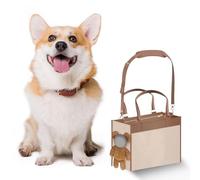 Dog Carrier Shoulder Bag, 2026 New Portable Lightweight One-Shoulder Pet Purse Carrier, Adjustable Large Capacity, Cute Plush Design, for Small Dogs & Cats, Travel, Outing (Khaki,L)