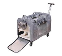 Dog Carrier - Small Dog Carrier with Wheels Removable Pet Carrier Travel Bag with Safety Zippers, Soft Rolling Cat Carrier, Airline Approved Pet Carrier