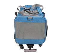 Dog Carrier with Wheels, Easy To Fold Easy Transportation Mesh Cage Rolling Cat Dog Carrier Solid Construction Adjustable Shoulder Strap for Pet Supply (Blue)