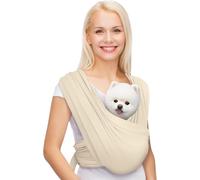 Dog Carriers for Small Dogs, Front Facing Dog Sling Carrier, Hands Free Cat Carrier, Size Adjustable, Reducing Back Pain, Premium Cotton, Safe and Soft Dog Carrier (S-L, beige)