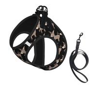 Dog Cartoon Donkey Printed Harness And Leash Set,Adjustable,Breathable Soft,Step-In Mesh Pet Vest Harness With Reflective Strip