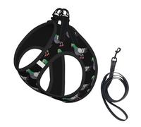 Dog Cartoon Pigeon Printed Harness And Leash Set,Adjustable,Breathable Soft,Step-In Mesh Pet Vest Harness With Reflective Strip