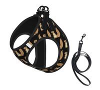 Dog Cartoon Squirrel Printed Harness And Leash Set,Adjustable,Breathable Soft,Step-In Mesh Pet Vest Harness With Reflective Strip