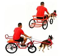 Dog Carts for Dogs to Pull People, 4-Wheel Dog Pull Cart for Large Dogs with Armrests Comfortable Orange Seat Hand Brake Control, Stable Ride Wagon Easy to Install