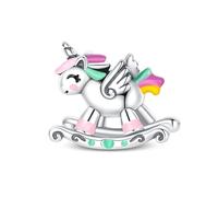 Dog Cat Ballet Sister Family Mother Daughter Charms Bead Pendant 925 Sterling Silver Compatible With Pandora Charm Moments Bracelet (Unicorn Rocking Horse Pony)