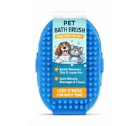 Dog & Cat Bath Brush - 2 Pack Handheld Silicone Soft Rubber Grooming Bristles for Wet & Dry Use - for Shampoo - Pet Brush for Small & Large Pets (Pack of 2 Blue)