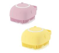 Dog Cat Bath Brush, Dog Shampoo Brush, Soft Silicone Bubble Shower Brush Dog Grooming Brush Bath Shampoo Massage Dispenser Brushes Pets Shower and Grooming tool (Yellow+Pink)