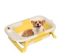 Dog Cat Bath Tub, Collapsible Portable Pet Bathtub, Swimming Pool, Dog Grooming Bath, Pet Foldable Tub for Small And Medium-Sized Dogs,Yellow