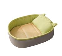 Dog Cat Bed Large Elevated 3D Surround Pet Bed with Dual-Sided Reversible Cushion Breathable Rattan Cooling Mat Scratch Resistant Waterproof Washable Warm Cool All Season (green, S（45*35*14cm）)