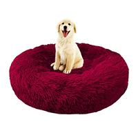 Dog Cat Bed Long Plush Washable Fluffy Round Dog Sofa Beds Calming Donut Pet Bed Soft Removable with Non-Slip Bottom Machine Washable, for Warm Sleep
