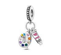 Dog Cat Birthday Hamsa Love Heart Rainbow Unicorn Evil Eye Charm Bead Pendant 925 Sterling Silver Compatible With Pandora Charm Moments Bracelet (Artist Art Painter Eizel Brush)