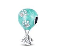Dog Cat Birthday Hamsa Love Heart Rainbow Unicorn Evil Eye Charm Bead Pendant 925 Sterling Silver Compatible With Pandora Charm Moments Bracelet (Dog Paw Hot Air Balloon House Kennel)